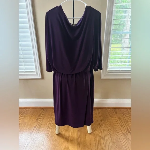 Anne Klein Elegant Plum Long Sleeve Dress - Picture 1 of 3